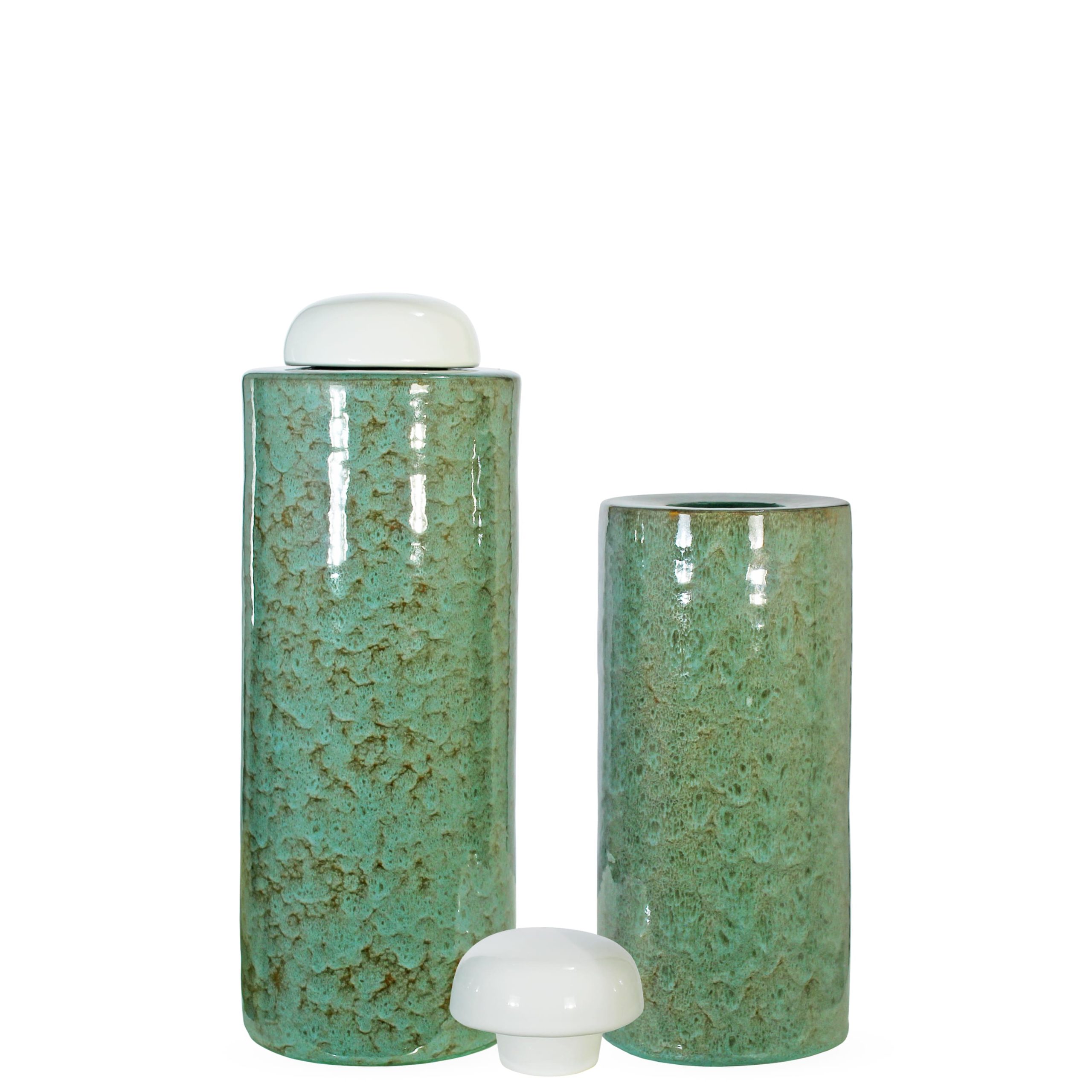 C73C- JARRA TUBO VERDE 26X12X12CM-16.95€ 21X11X11CM-14.95€