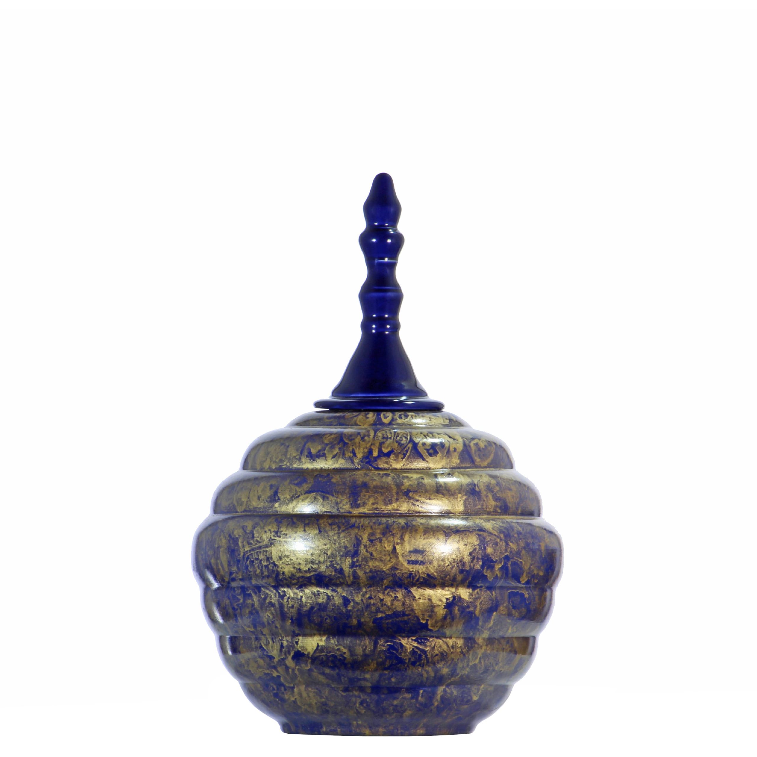 E93- POTE GOMOS AZUL MALHADO TAMPA AZUL 35X22X22CM-18.95€ 30X17X17CM-12.95€