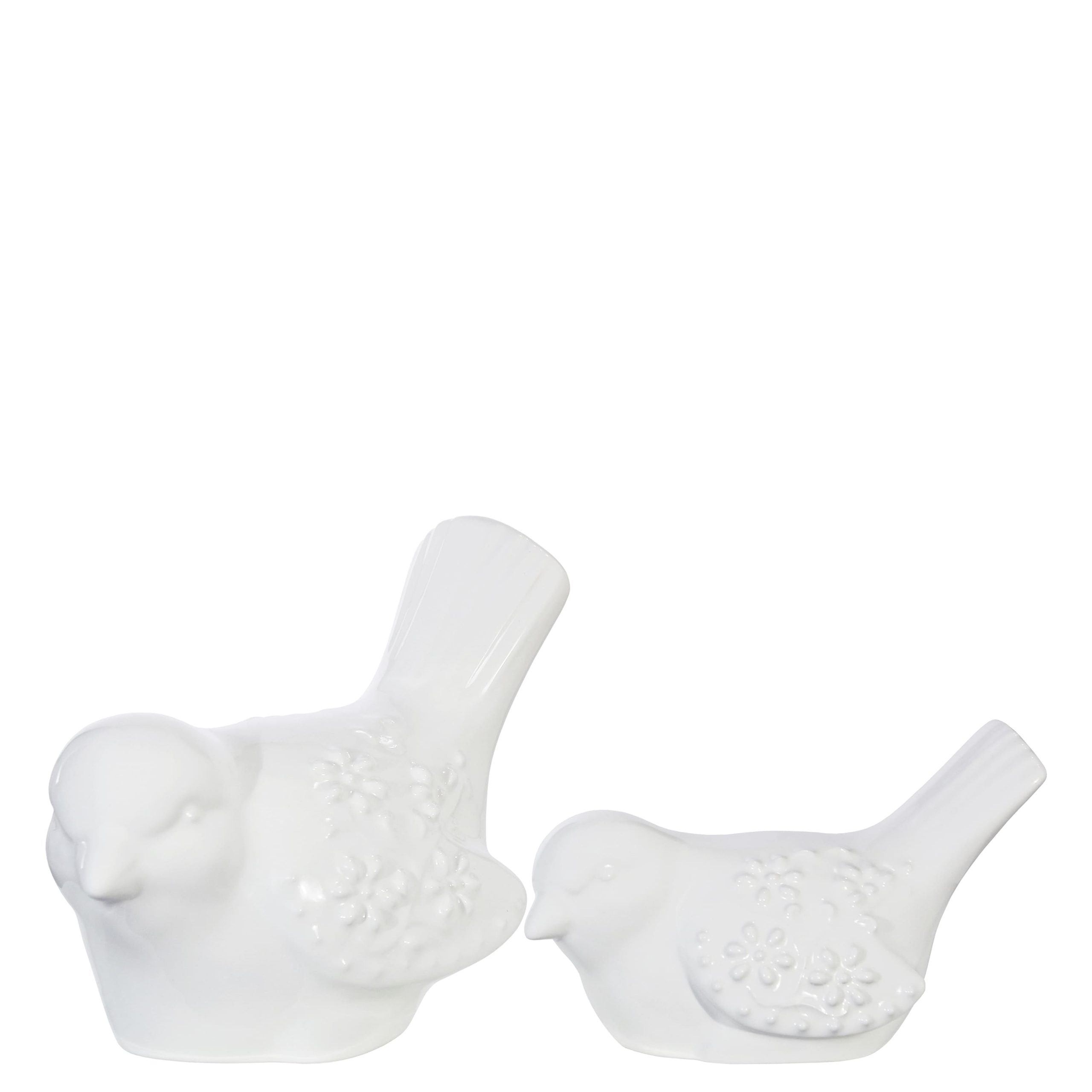 W165B- PASSARO SUZY C RELEVOS BRANCO 15X19X10CM-8.95€ 9X16X8CM-5.95€