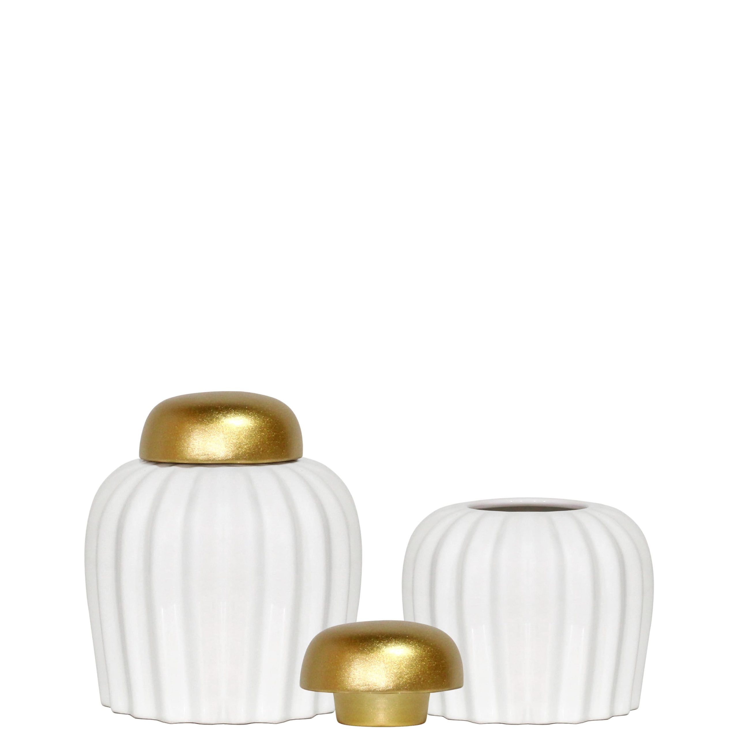 C47E- POTE DAZIO REDONDO TAMPA OURO 18X13X13CM- 12.95€ 14X10X10CM-10.95€