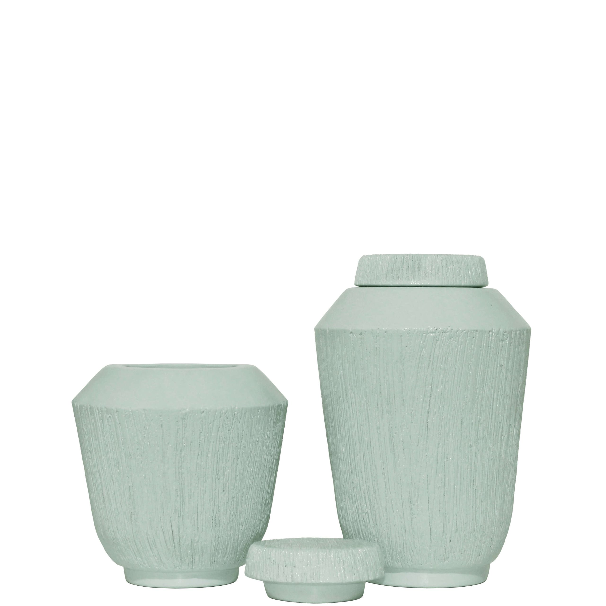 Z69E- CONJUNTO 2 POTES VERDE-ÁGUA 20X13X13CM E 15X13X13CM – 14.95€