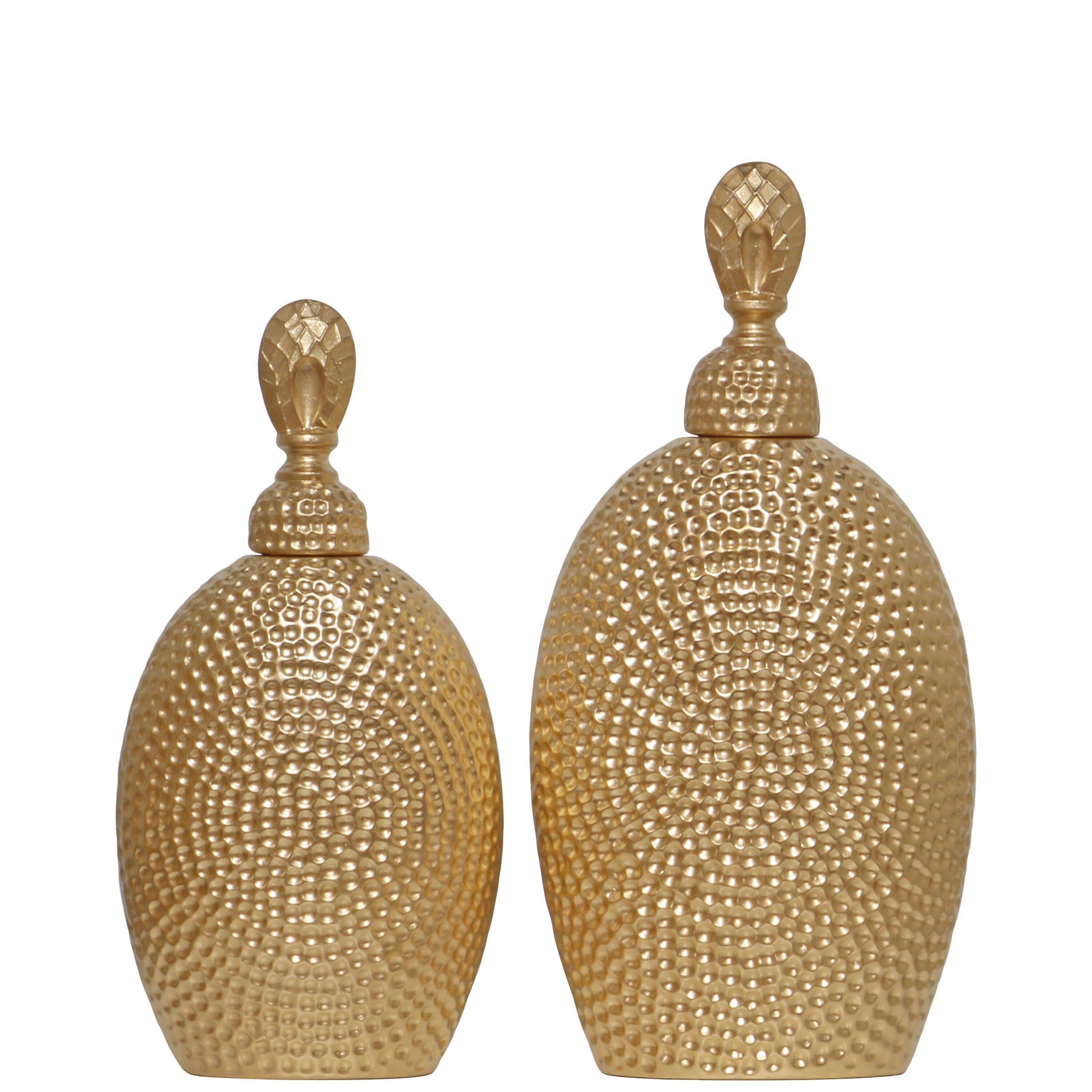 C114B- JARRA ELEGANCE OURO COM TAMPA 45X25X25CM-29.95€ 40X23X23CM-24.95€