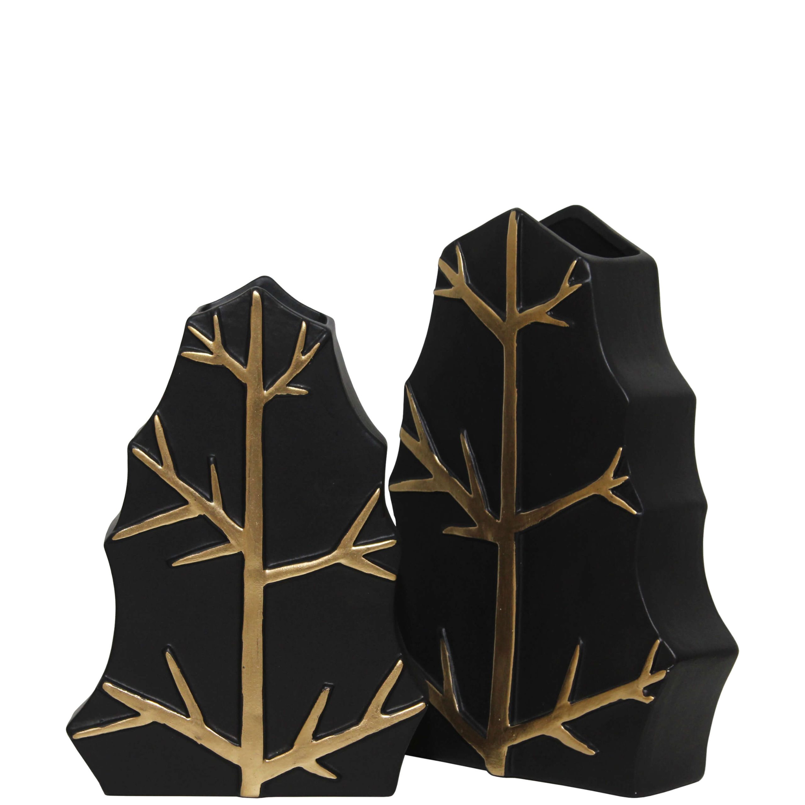 E136C – JARRA FOLHA PRETO OURO 35X26X7CM-21.95€ (2.200 kg) 30X22X6CM-18.95€ (1.450 kg)